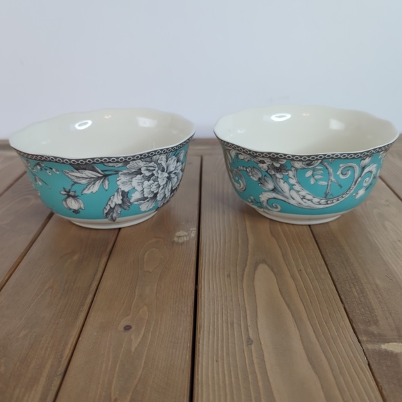 222 Fifth Adelaide Porcelain Turquoise Cereal Bowls (2) - Picture 2 of 10